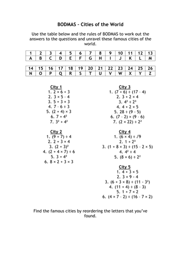 1 year worksheet name Tes Teaching Bodmas alutwyche Cities Resources by 1 year worksheet name Tes Teaching Bodmas alutwyche Cities Resources by