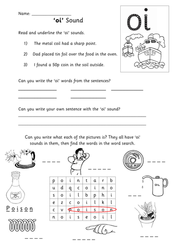 Oi Sound Activity Sheet Teaching Resources