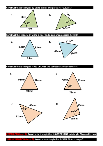 class 4 maths geometry worksheet for by Constructing Teaching  Tes  JNNorth Resources   triangles