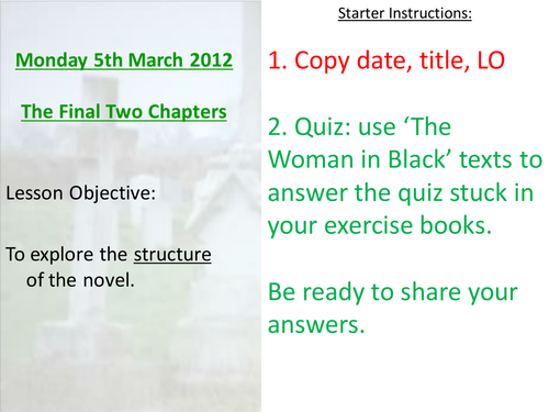 Woman In Black Analysing P 154 - 160 Lesson