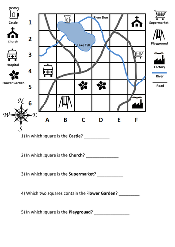 Grid map with questions | Teaching Resources