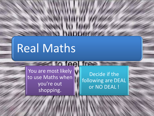Real Maths out shopping Returns !