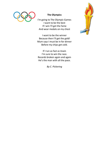 Olympic poem with alternate rhyming structure