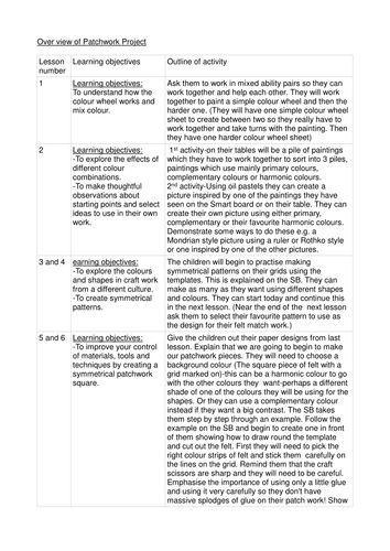 Year 3 /4  Art Patch Work Project