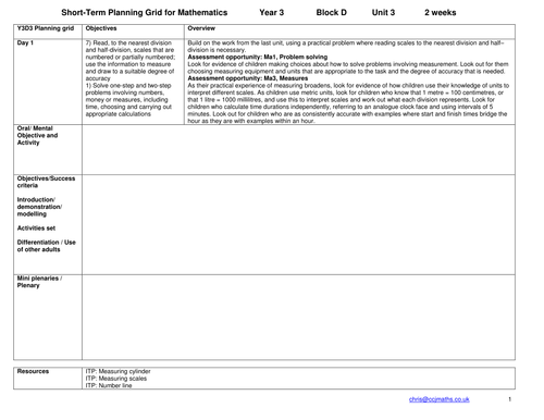 Year 3 D3 maths planning | Teaching Resources