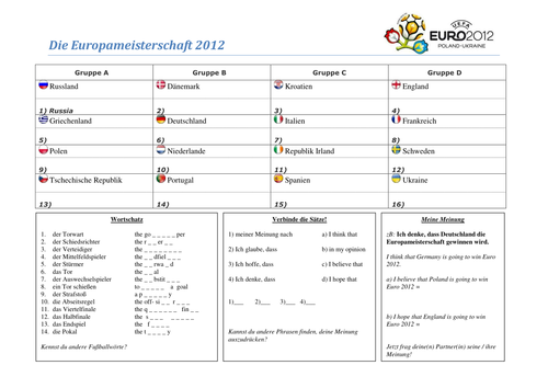 Euro 2012 Worksheet