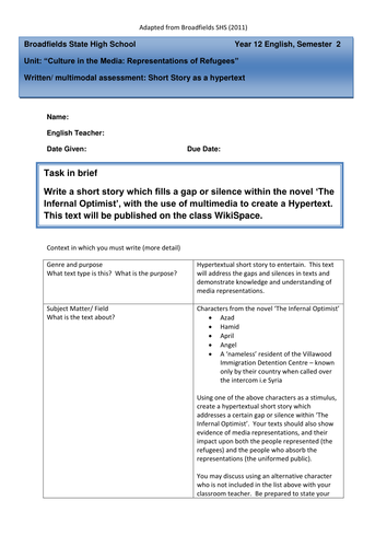 Senior English program:Representations of Refugees