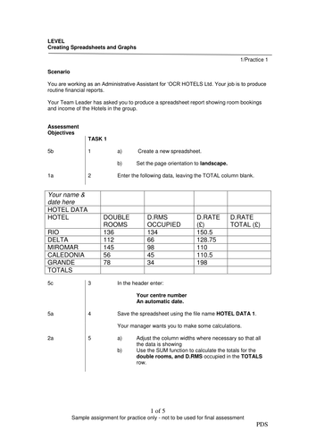 EXCEL SPREADSHEET ACTIVITY