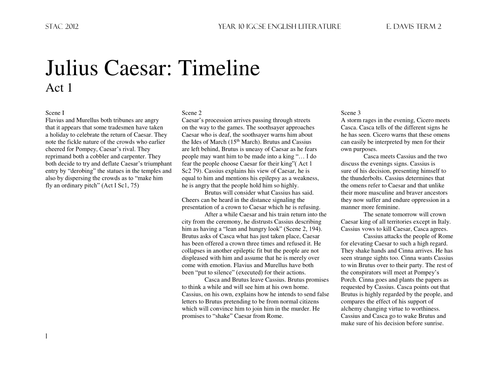 Printable Handout: Julius Caesar Summary