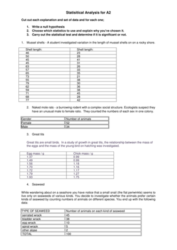 Statistical Analysis for A2 (AQA ISA)