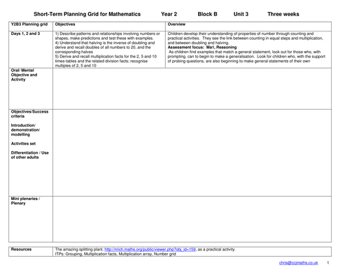 Year 2 B3 maths planning | Teaching Resources