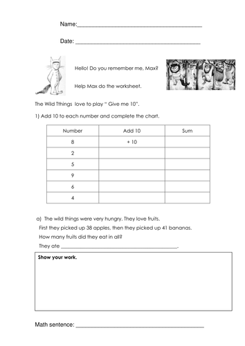 Where The Wild Things Are Math Teaching Resources