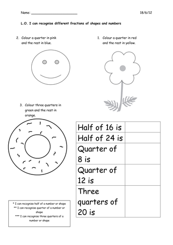 shading quarters worksheet by for  1 Resources Fractions  Year CorrineP Teaching