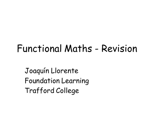 Functional Maths Revision (L1, L2)