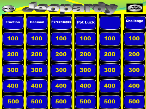 Mathematics Jeopardy Game FDP Level 5 6