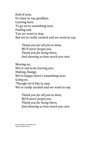 Moving On - A Song For Leavers