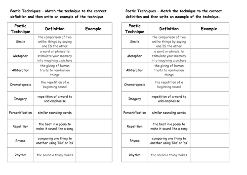 Poetic Techniques Mix and Match