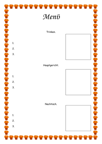 Designing a menu in German.