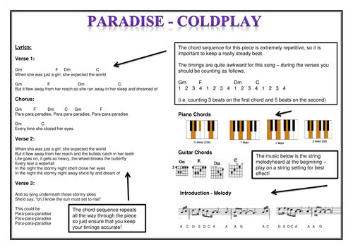 Paradise-Coldplay worksheet