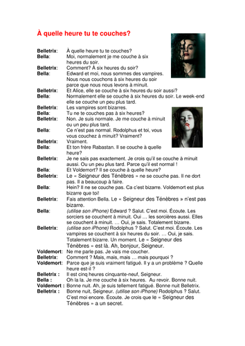 REFLEXIVE WORKOUT A quelle heure tu te couches?