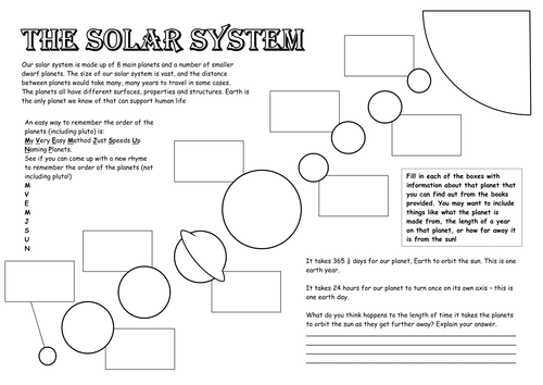 worksheets planets mnemonic