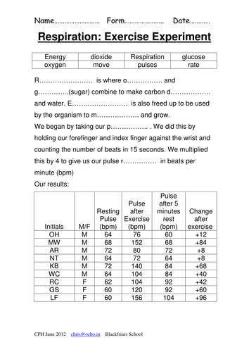 Respiration - Excercise and the Pulse