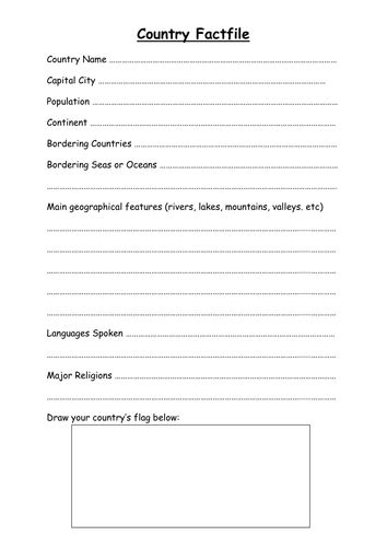 Country Factfile by lauracgould - Teaching Resources - Tes