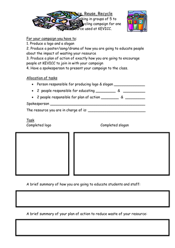 sustainability recycling activity collection by seasquirt teaching