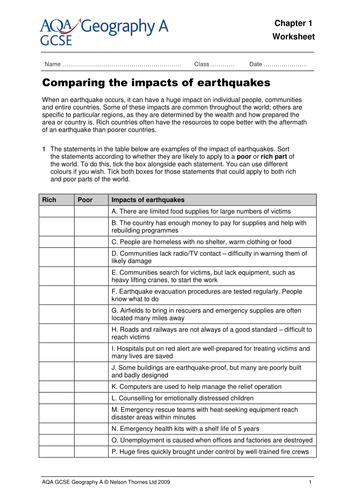 gcse geography a worksheet by ntsecondary teaching resources tes