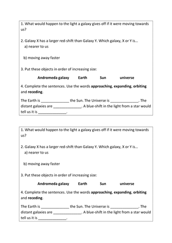 AQA GCSE Physics P1 red shift and the Big Bang