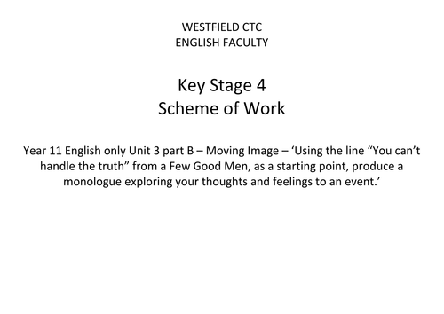 AQA English only Moving Image SOW
