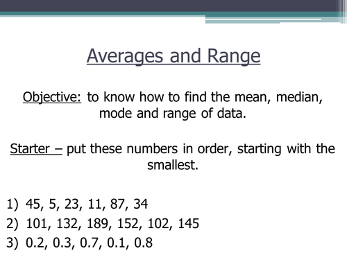 Averages and Range