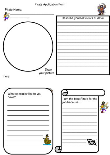 Pirate Application Form Teaching Resources