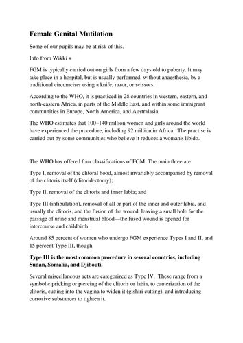 Female Genital Mutilation