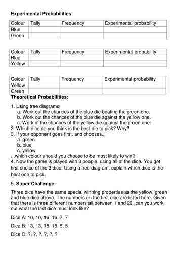 Bias dice game