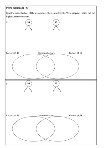 Factors, prime factorisation, hcf