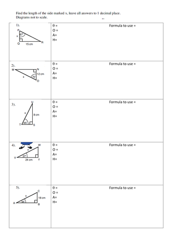 Trigonometry worksheet teaching resources