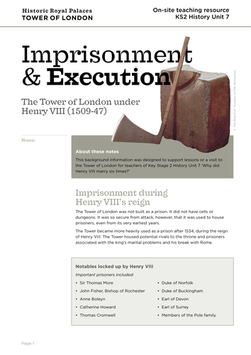 Imprisonment and execution at the Tower of London