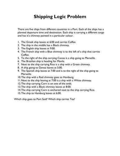 5 Ships Logic Problem