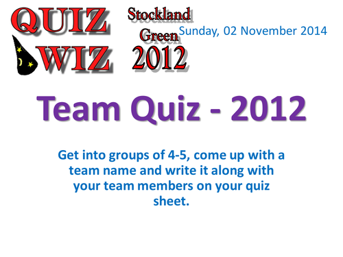 End of Year Quiz 2012