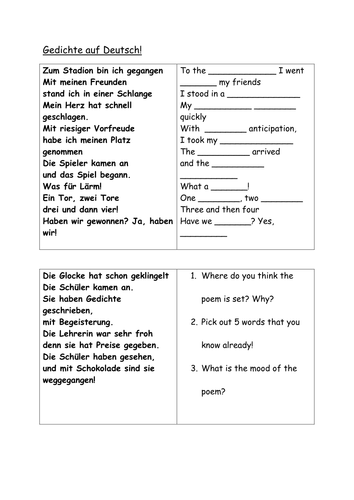 Gedichte Teaching Resources
