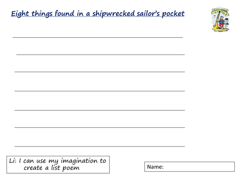 Ten things found in a shipwrecked sailor's pocket