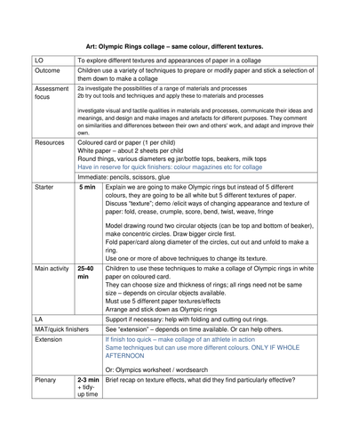 Olympic Rings collage: exploring paper textures