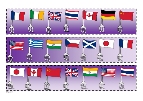 Flags on Fork cut-out border