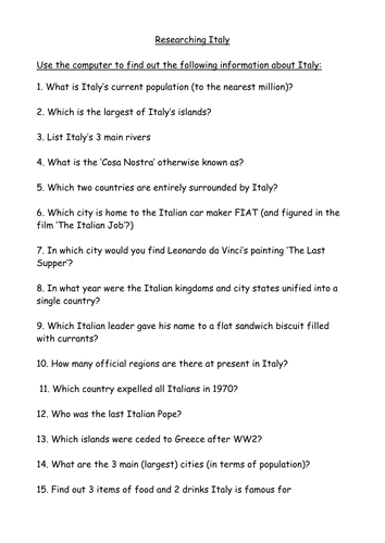 Researching Italy computer activity