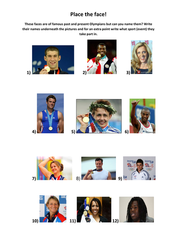Olympic place the face quiz!