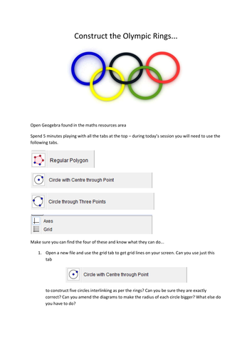 Construct the Olympic Rings - Geogebra Activity