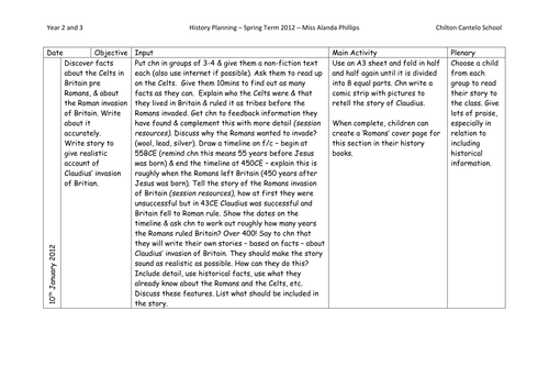 Year 3 Romans History Planning