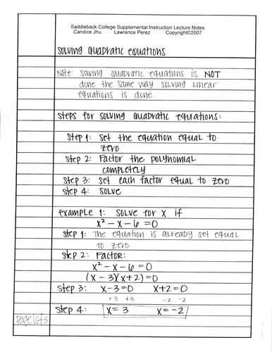 Solving Quadratic Equations by Factoring | Teaching Resources