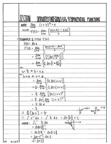 Derivatives And Integrals Involving Logarithmic And Exponential Functions Teaching Resources